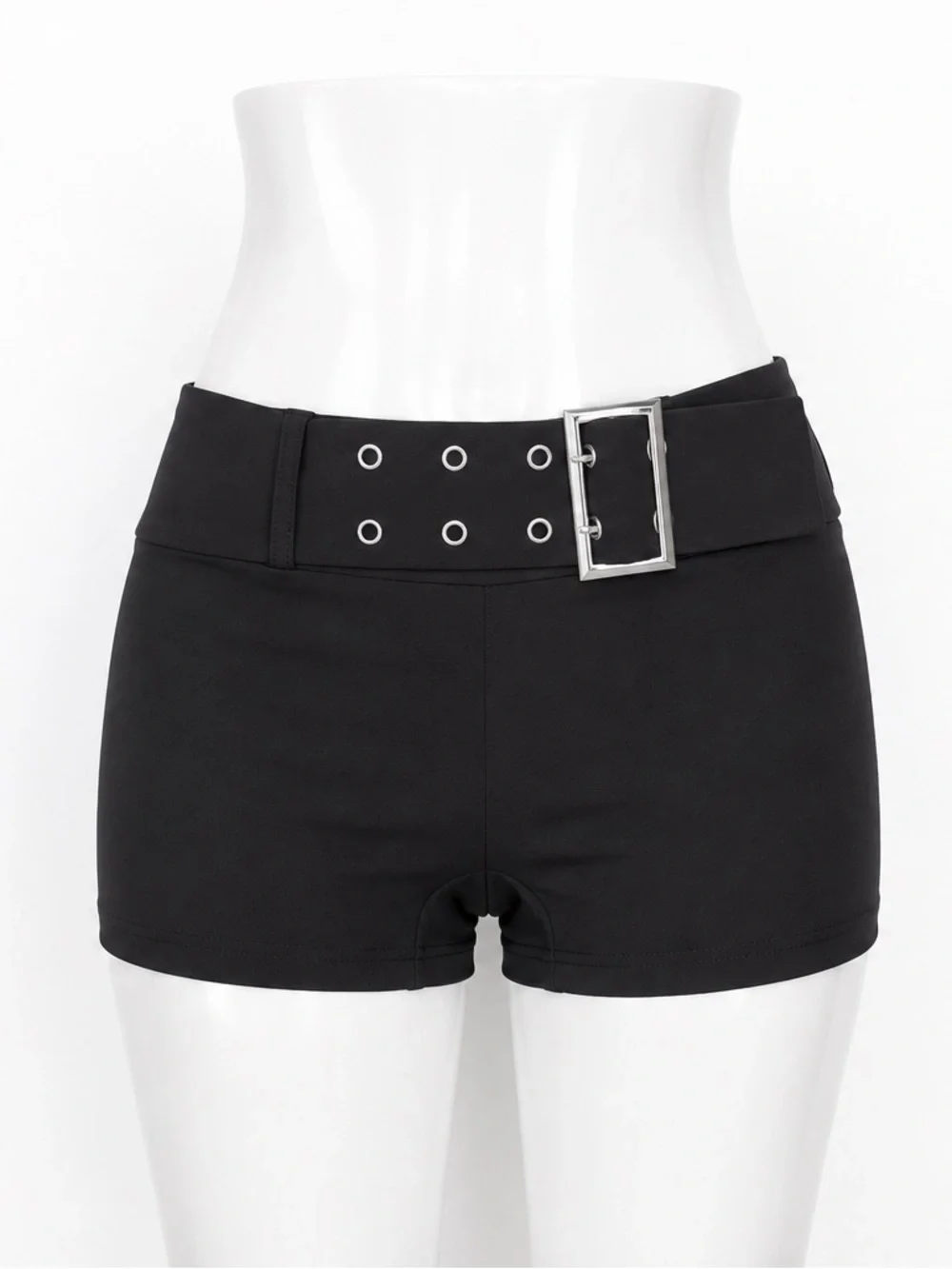 High-Waist Black Belted Bike Shorts for Women